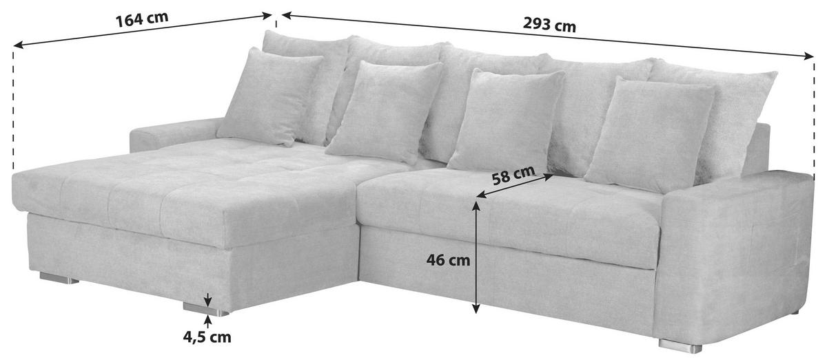 Measurements von MID.YOU ECKSOFA SALVADOR Schwarz Mikrofaser.