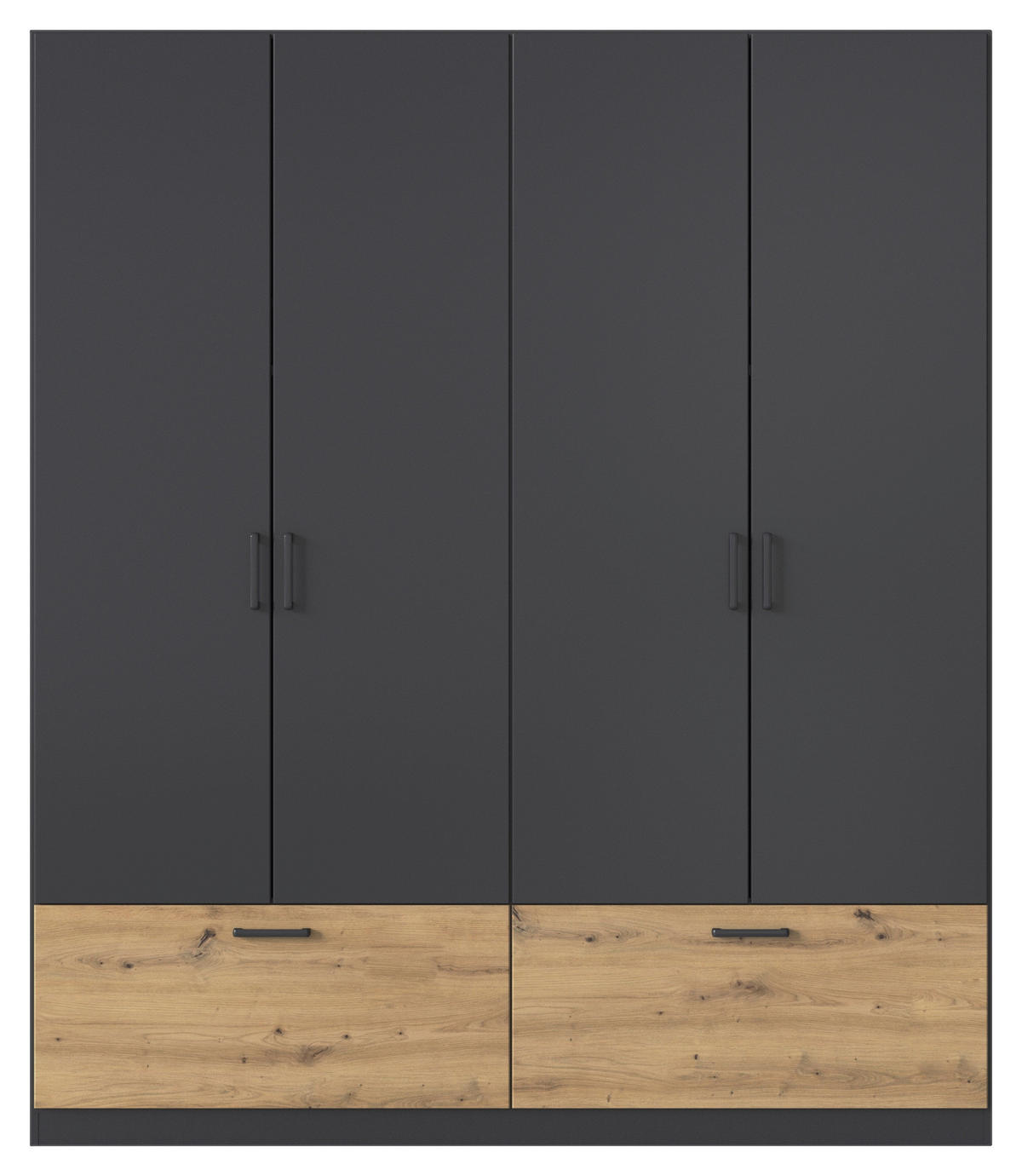 KLEIDERSCHRANK 181/210/54 cm 4-türig Grau, Eiche Artisan  - Eiche Artisan/Grau, Basics, Holzwerkstoff/Metall (181/210/54cm) - Rauch Möbel