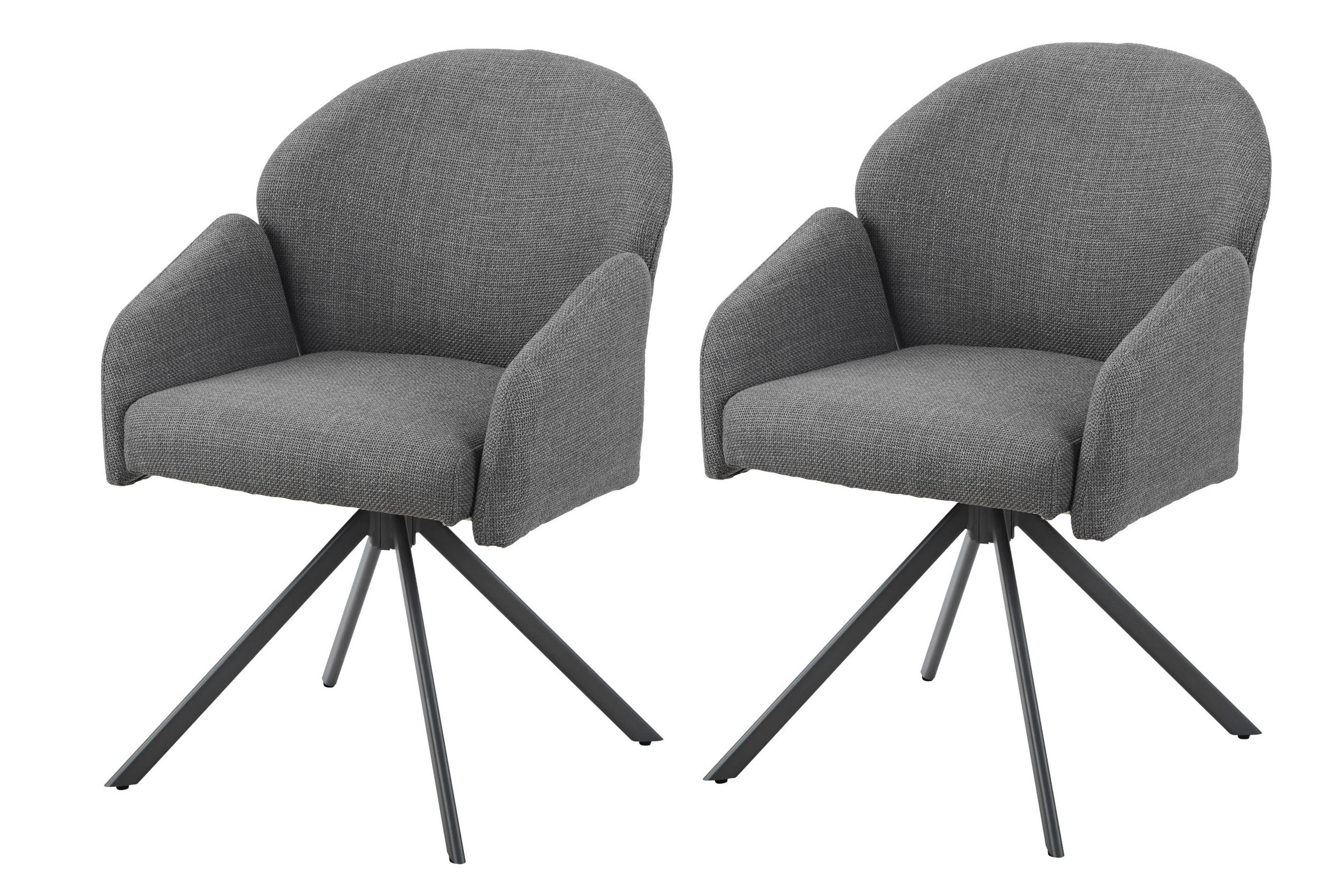 ARMLEHNSTUHL-SET 2 Stück  in Stahl Webstoff  - Grau, MODERN, Textil/Metall (56,5/84/61cm) - MID.YOU