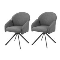 ARMLEHNSTUHL-SET 2 Stück  in Stahl Webstoff  - Grau, MODERN, Textil/Metall (56,5/84/61cm) - MID.YOU