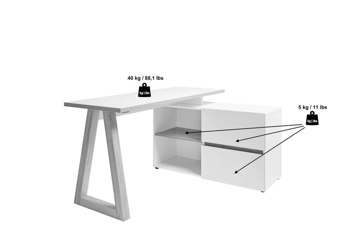 ECKSCHREIBTISCH 140/110/76 cm Eichefarben Stauraum, seitenverkehrt montierbar  - Eichefarben, Design, Holzwerkstoff (140/110/76cm) - MID.YOU