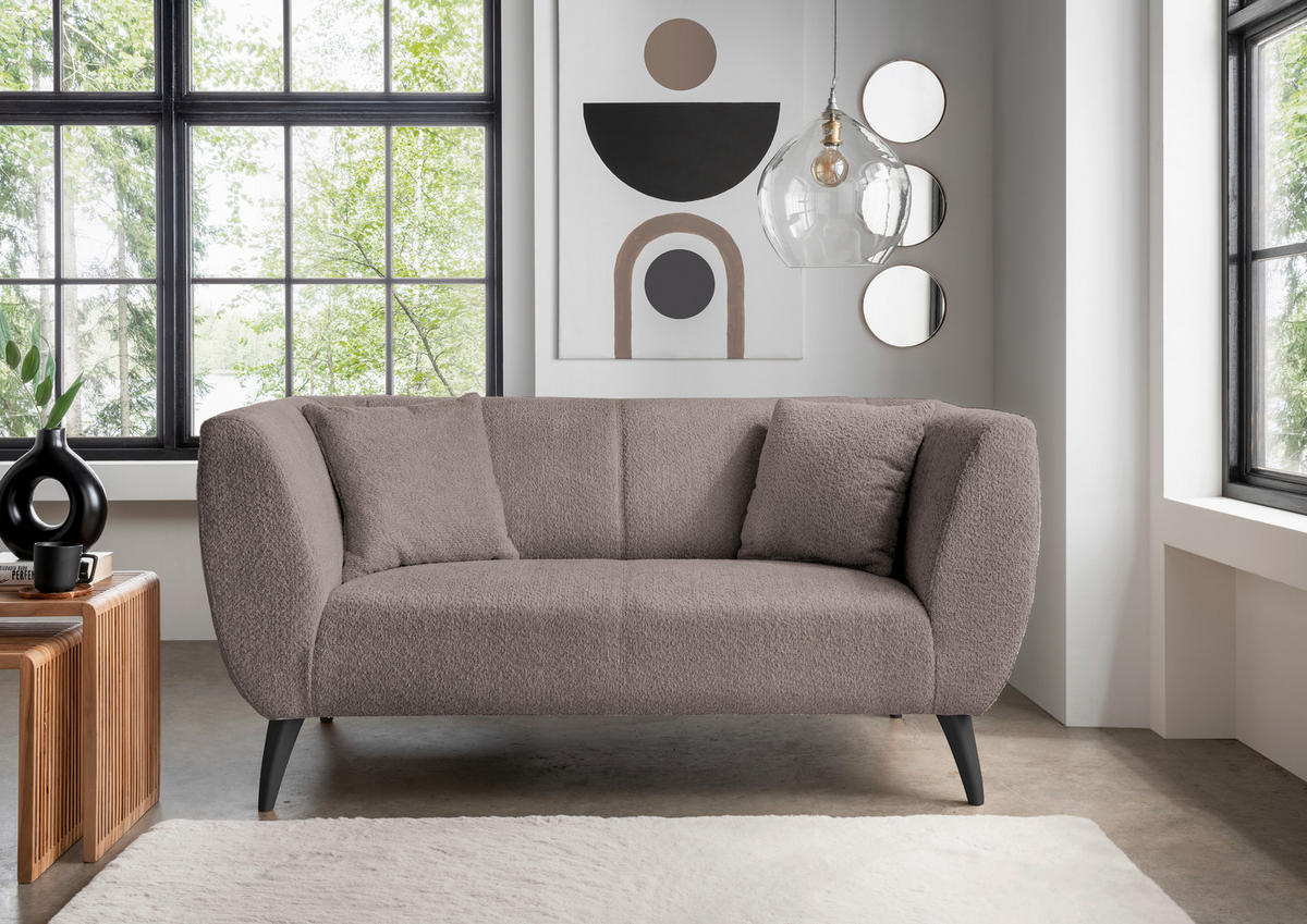 2-SITZER-SOFA in Bouclé Taupe  - Taupe/Schwarz, Modern, Holz/Textil (172/83/88cm) - MID.YOU