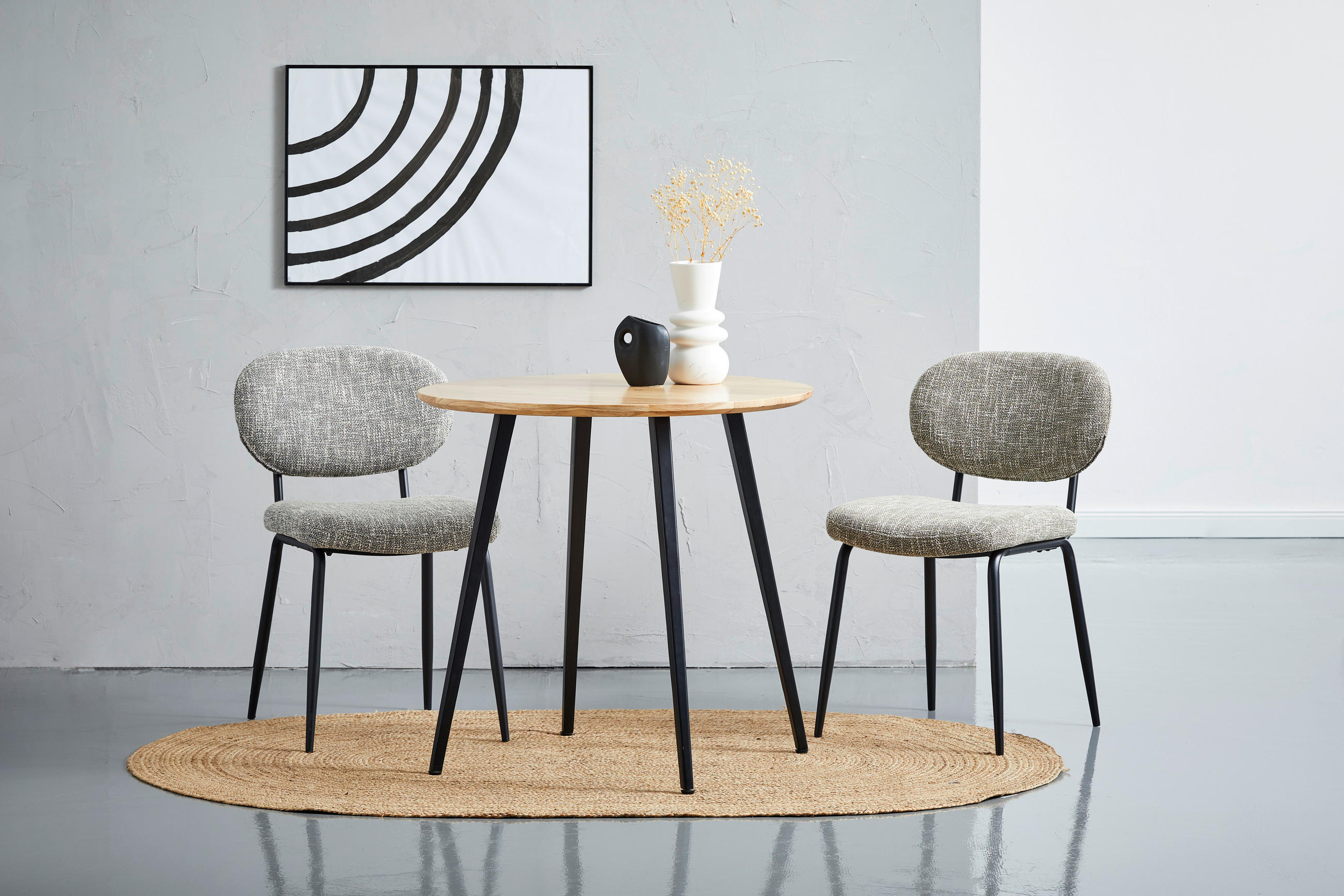 ESSTISCH in Holz, Metall 80/80/76 cm  - Schwarz/Akaziefarben, Natur, Holz/Metall (80/80/76cm) - Xora