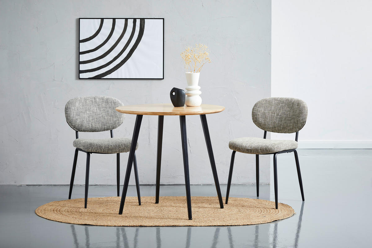 ESSTISCH in Holz, Metall 80/80/76 cm  - Schwarz/Akaziefarben, Natur, Holz/Metall (80/80/76cm) - Xora