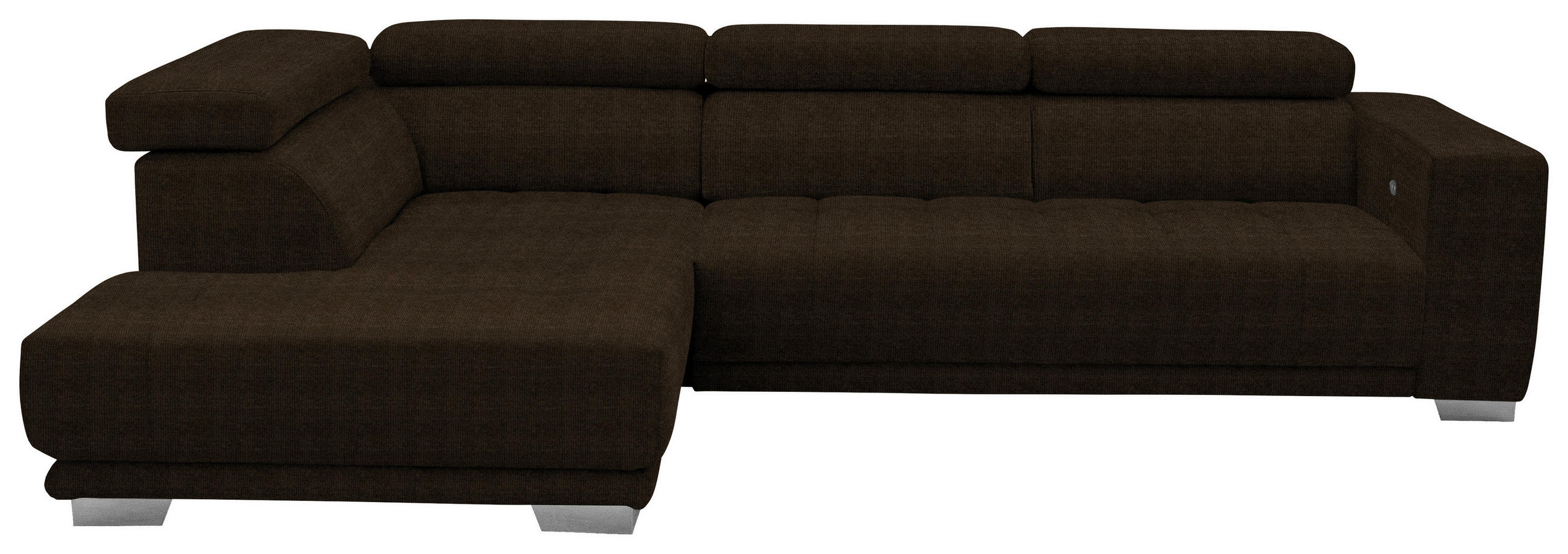 ECKSOFA in Mikrofaser Dunkelbraun  - Chromfarben/Dunkelbraun, Design, Textil/Metall (207/301cm) - Xora