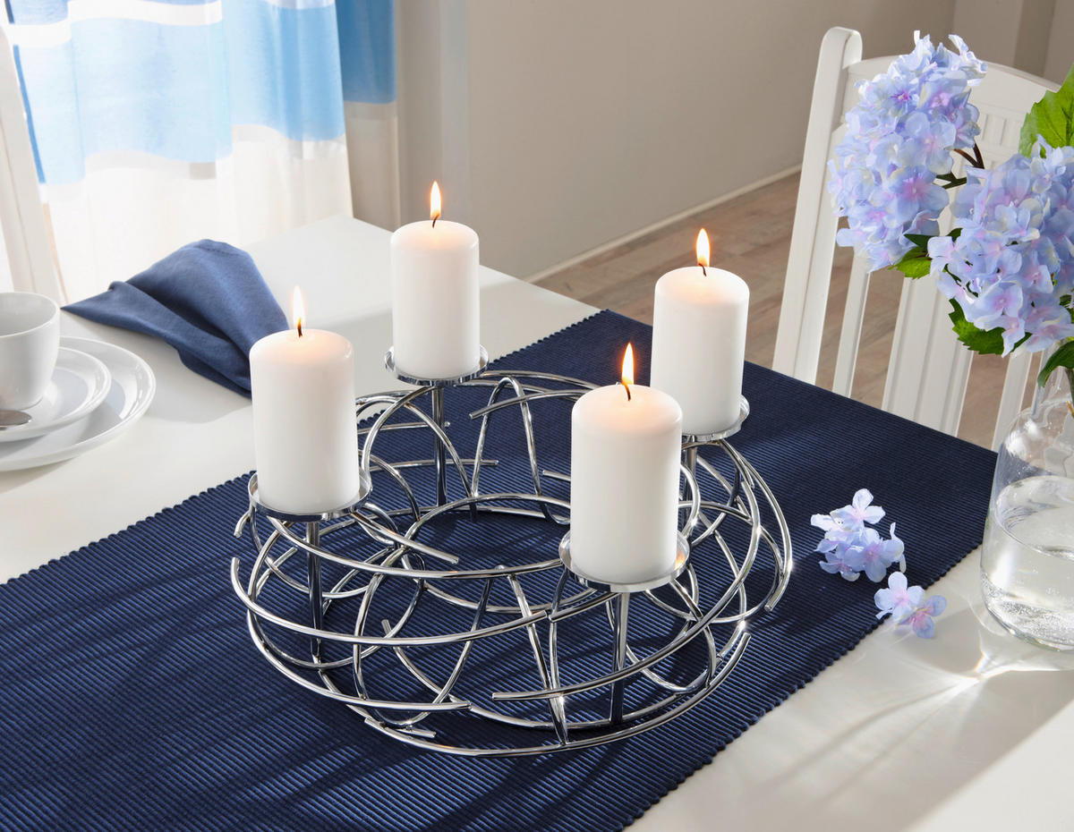 ADVENTSKRANZ Lifestyle  - Chromfarben, MODERN, Metall (35cm) - Justinus