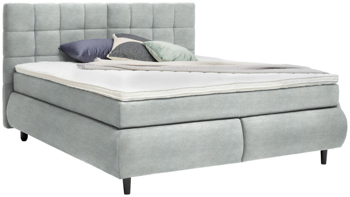 BOXSPRINGBETT 180/200 cm  in Hellgrau  - Hellgrau/Schwarz, Konventionell, Holz/Textil (180/200cm) - Ti'me