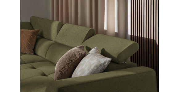 ECKSOFA in Struktur Olivgrün 205/284 cm - Schwarz/Olivgrün, Design, Kunststoff/Textil (205/284cm) - Xora