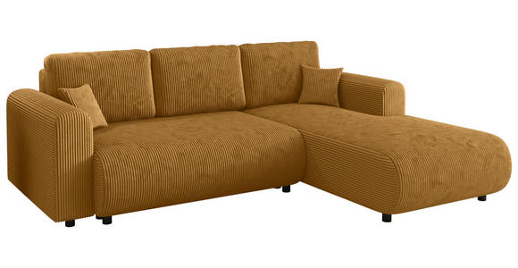 ECKSOFA inkl. Funktionen Senfgelb Cord  - Senfgelb/Schwarz, KONVENTIONELL, Kunststoff/Textil (260/200cm) - Xora