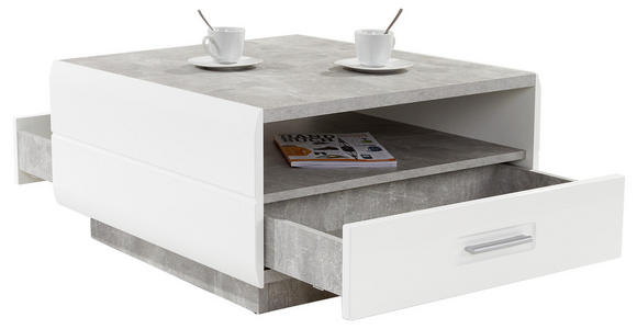 Couchtisch Holz mit Stauraum Avensis, Betonoptik Hell - Weiß/Grau, MODERN, Holzwerkstoff (75/40/75cm) - Luca Bessoni