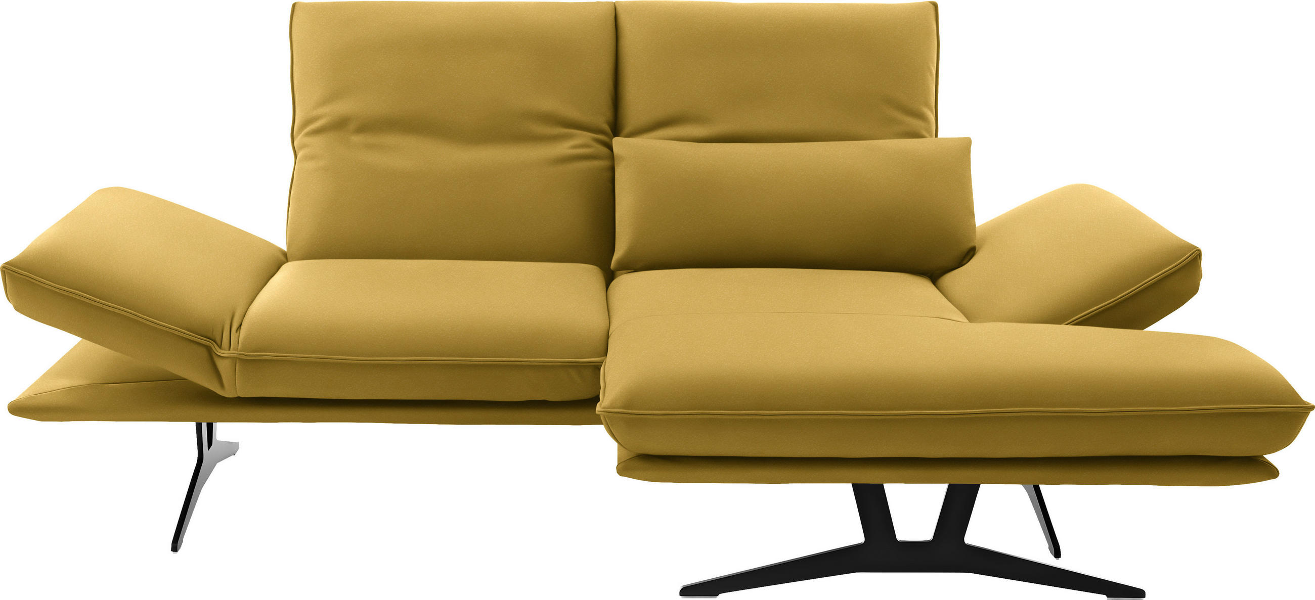ECKSOFA in Echtleder Gelb  - Gelb/Schwarz, Design, Leder/Metall (210/130cm) - Dieter Knoll