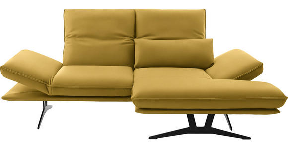 ECKSOFA in Echtleder Gelb 210/130 cm - Gelb/Schwarz, Design, Leder/Metall (210/130cm) - Dieter Knoll