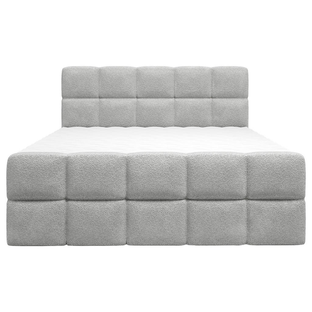 Thumbnail - Xora Boxbett, Silber, Textil, H3, Höhe ca. 20 cm, 180x200 cm, gepolstertes Kopfteil, Stoffauswahl, Topper durchgehend, i...