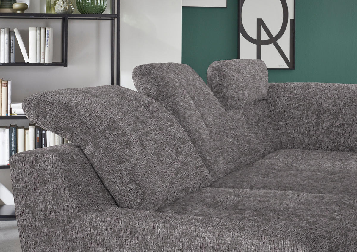 HÖRNSOFFA i chenille gråbrun  - gråbrun/svart, Klassisk, metall/textil (281/200cm) - MID.YOU
