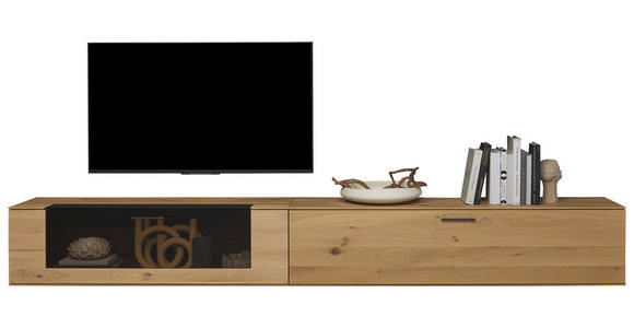 LOWBOARD Lavia 317/40/44 cm  erweiterbar, Typenauswahl, Beimöbel erhältlich, hängend  - Eichefarben/Anthrazit, Natur, Glas/Holz (317/40/44cm) - Valnatura