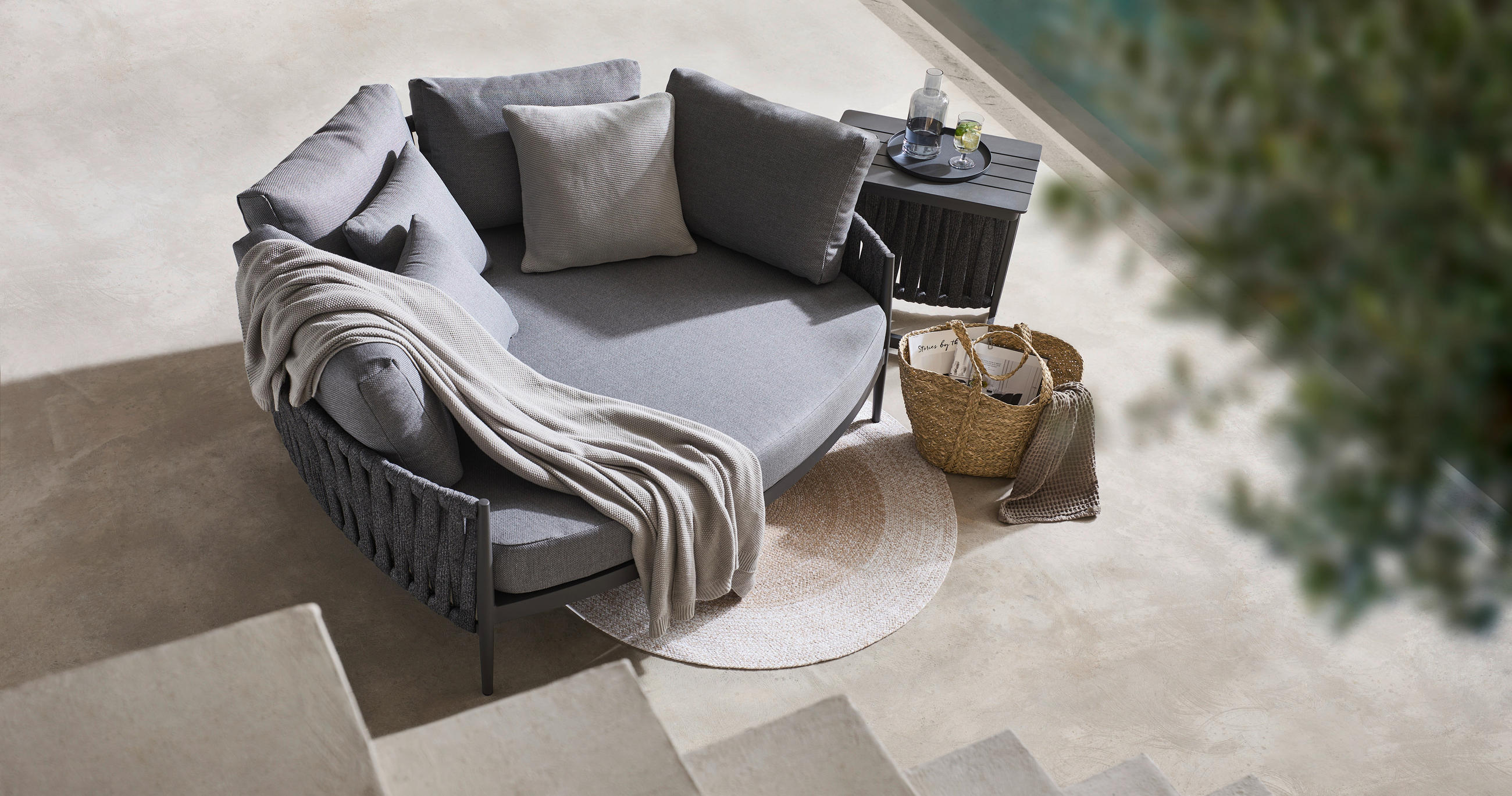 LOUNGEBETT 165/69/144 cm Aluminium  - Anthrazit, Design, Textil/Metall (165/69/144cm) - Amatio