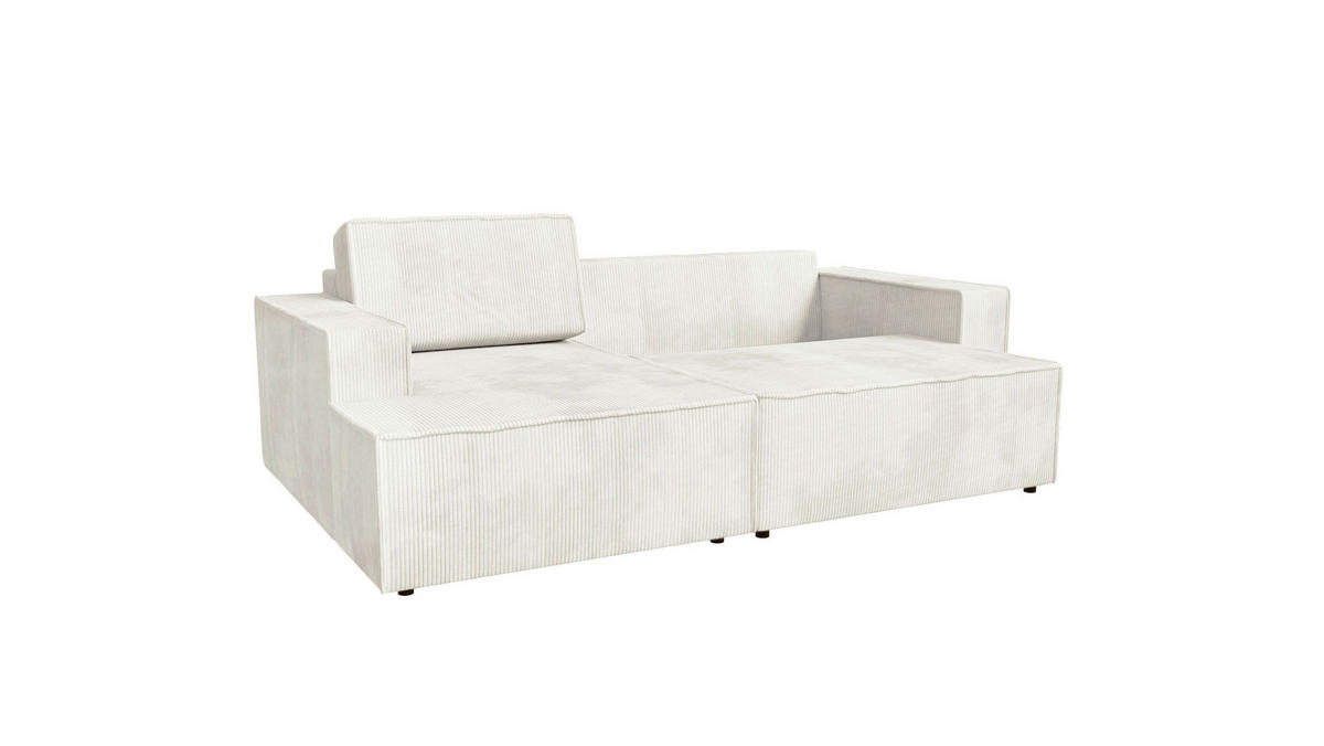 Ecksofa inkl. Funktion Beige Cord  - Beige/Schwarz, MODERN, Kunststoff/Textil (149/245cm) - Stylife