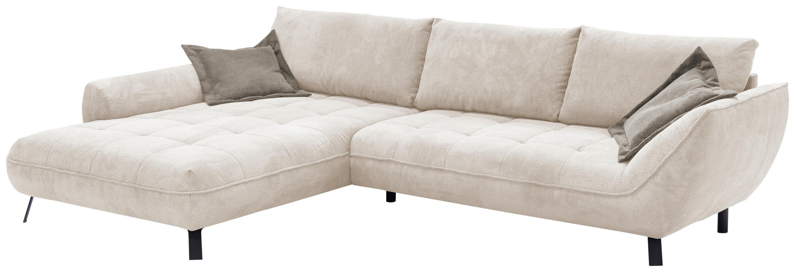 ECKSOFA in Struktur Beige, Hellbraun  - Hellbraun/Beige, Design, Textil/Metall (205/324cm) - Livetastic