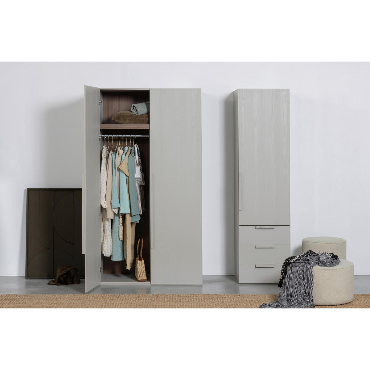 DREHTÜRENSCHRANK 55/210/58 cm 1-türig Grau  - Grau, Design, Holz (55/210/58cm) - Livetastic