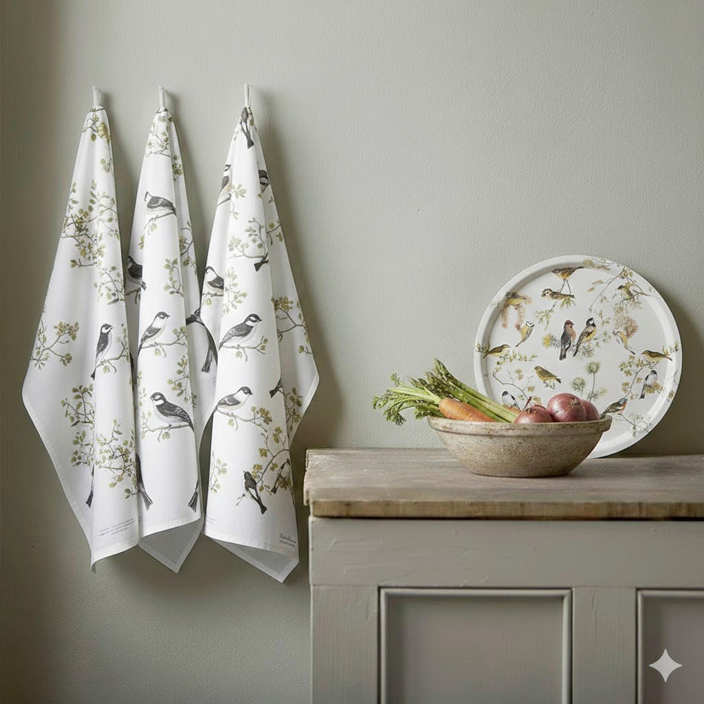 Thumbnail - Geschirrtuch-Set Brown Flycatcher, Braun, Textil, 3-teilig, Vogel, 50x70 cm, Kochen, Geschirrtücher & Schürzen, Geschirr...