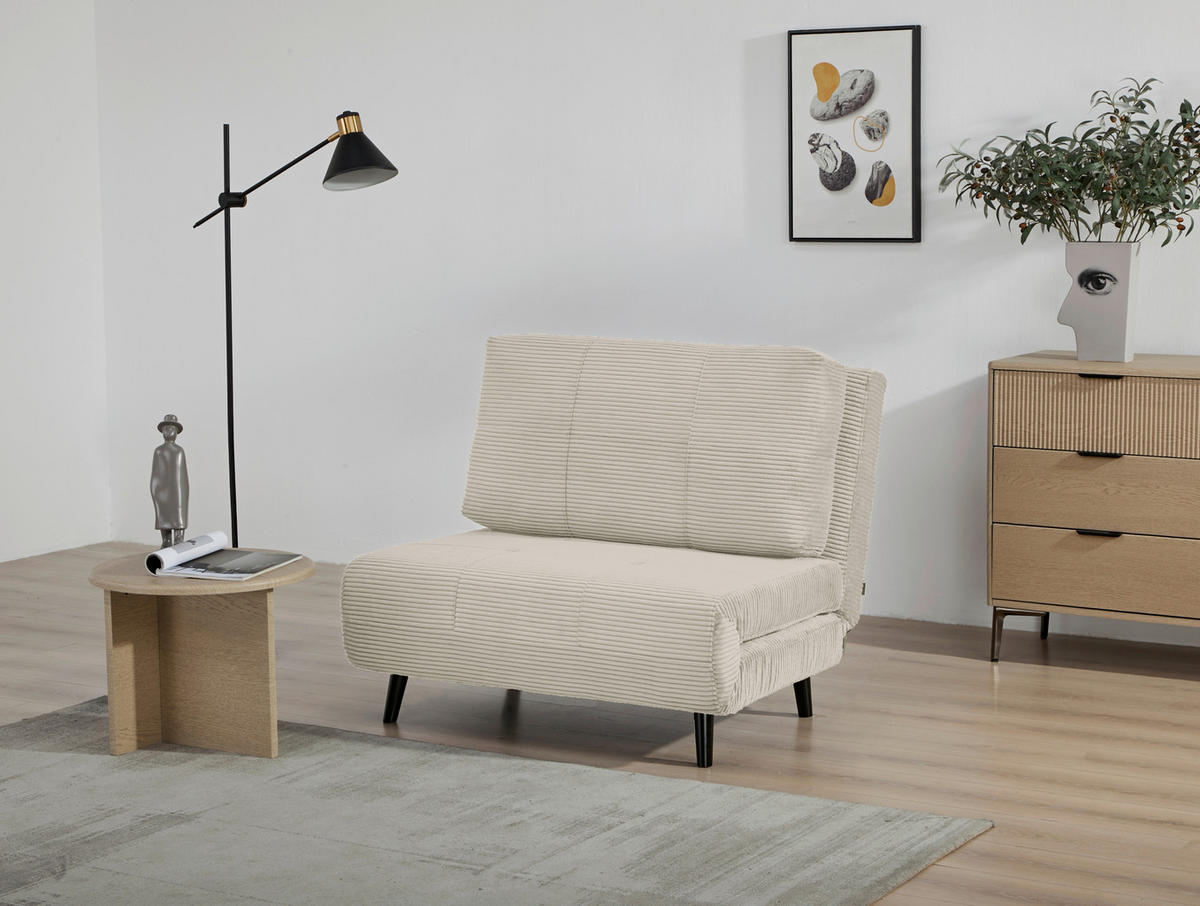 SCHLAFSESSEL Cord Beige    - Beige/Schwarz, Design, Holz/Textil (100/82/91cm) - Ti'me