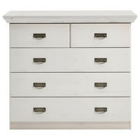 KOMMODE , 105,7/90,3/50 cm, 5 Schublade(n)  - Silberfarben/Weiß, ROMANTIK / LANDHAUS, Holz/Metall (105,7/90,3/50cm) - Boxxx