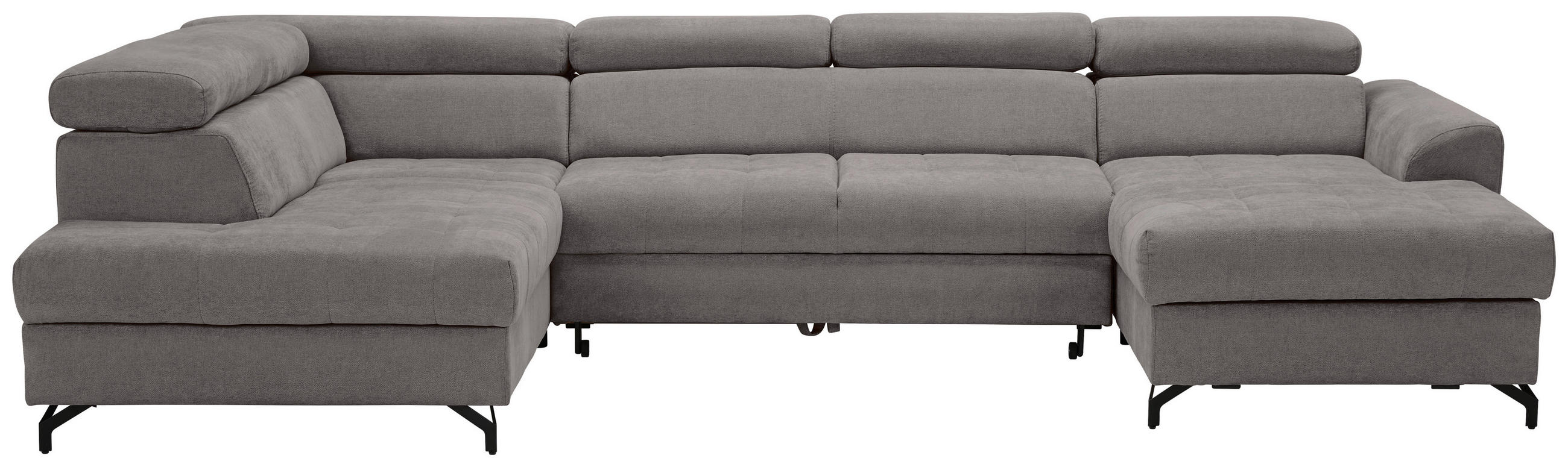 WOHNLANDSCHAFT Dunkelgrau Struktur  - Dunkelgrau/Schwarz, Design, Textil/Metall (203/327/177cm) - Stylife