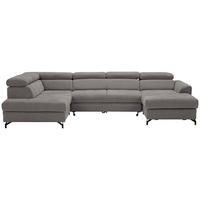 WOHNLANDSCHAFT Grau Struktur  - Schwarz/Grau, Design, Textil/Metall (203/327/177cm) - Stylife