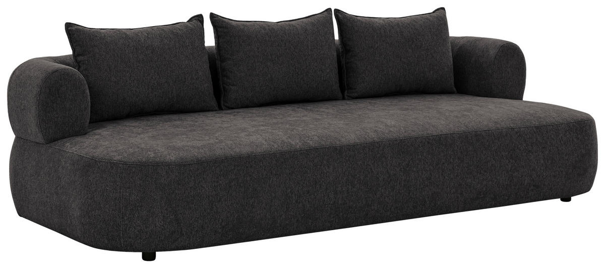 BIGSOFA in Chenille Schwarz  - Schwarz, Design, Kunststoff/Textil (240/76/122cm) - Livetastic