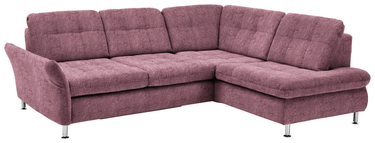 ECKSOFA in Webstoff Rot  - Chromfarben/Rot, Konventionell, Textil/Metall (242/210cm) - Beldomo Style