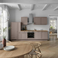 KÜCHENBLOCK Frame 330 cm  in Eichefarben, Beigebraun  - Edelstahlfarben/Eichefarben, MODERN, Holzwerkstoff/Metall (330cm) - Nobilia