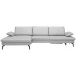 ECKSOFA Dieter Knoll in Echtleder Weiß  157/325 cm  - Schwarz/Weiß, Design, Leder/Metall (157/325cm) - Dieter Knoll