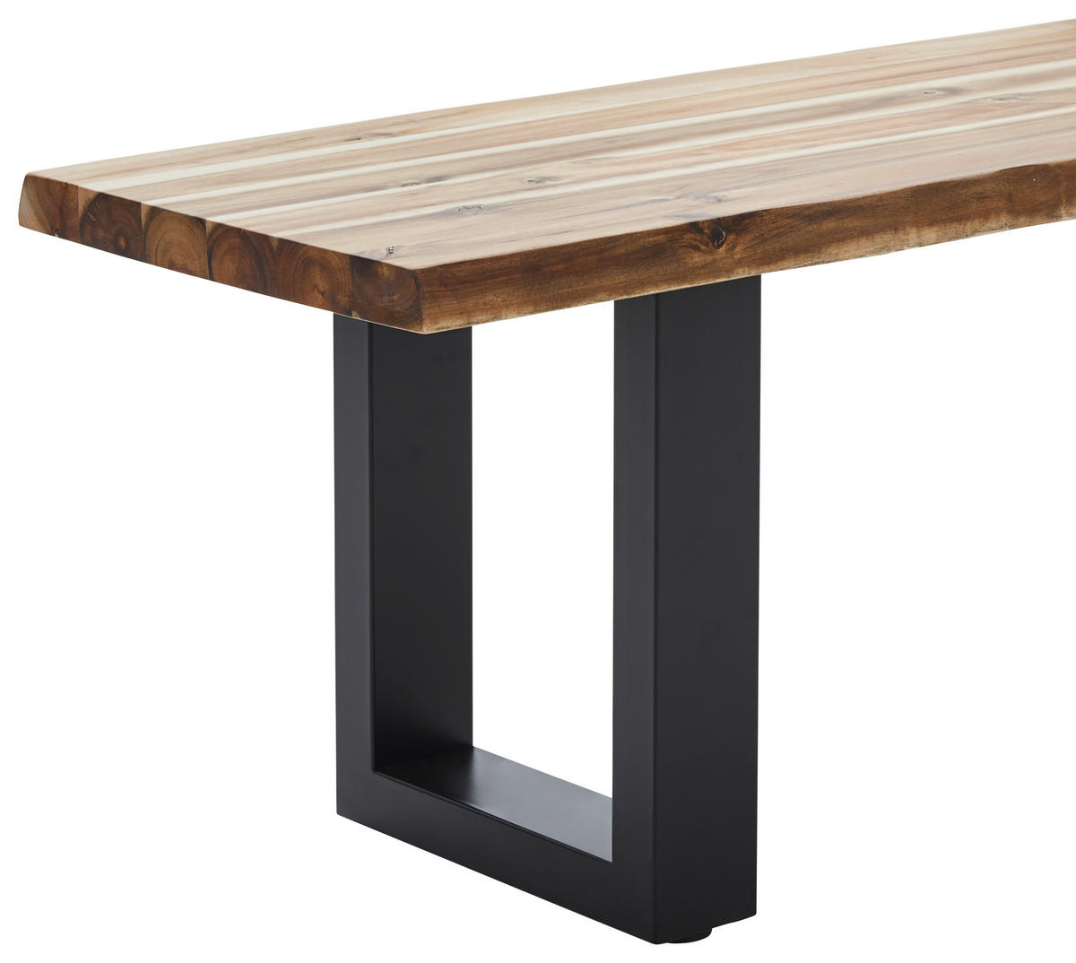SITZBANK 140/45/40 cm Akaziefarben Akazie vollmassiv  - Schwarz/Akaziefarben, Basics, Holz/Metall (140/45/40cm) - MID.YOU