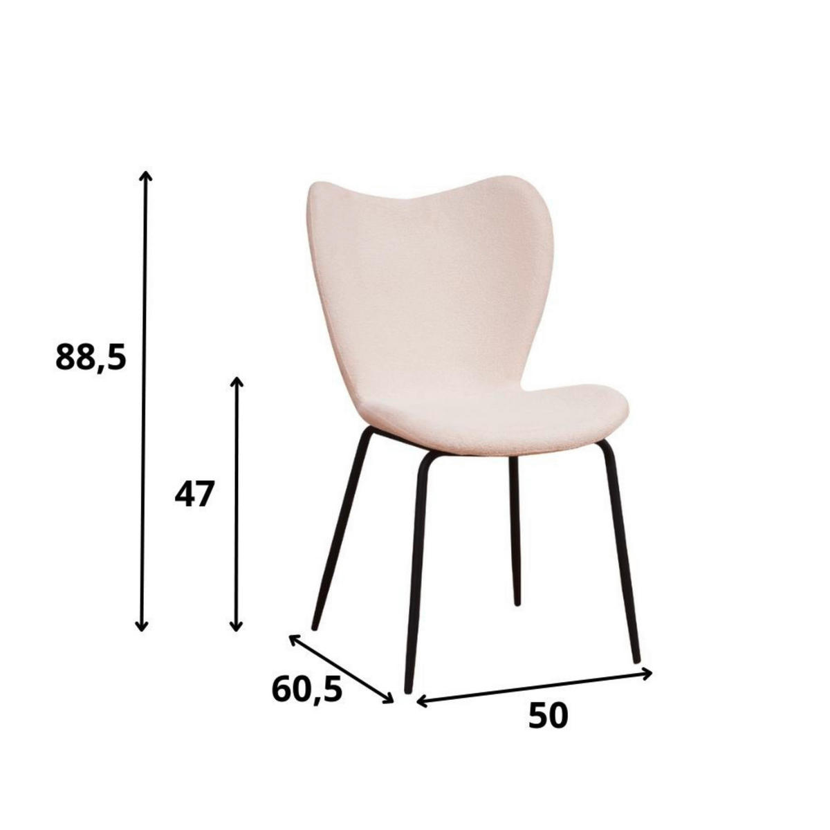 STUHL-SET 2 Stück  Bouclé  - Creme/Schwarz, MODERN, Textil/Metall (50/88,5/42cm) - MID.YOU