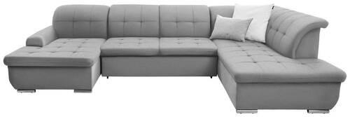 SOFFA i flatväv ljusgrå  - ljusgrå/silver, Design, metall/textil (145/342/208cm) - Livetastic