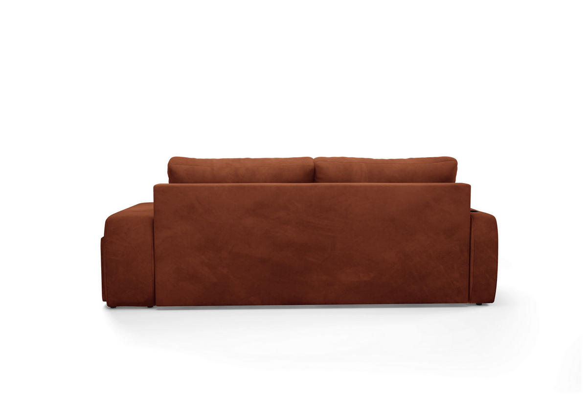 SCHLAFSOFA INES in Plüsch Rostfarben  - Rostfarben/Schwarz, Design, Kunststoff/Textil (258/98/95cm) - Livetastic