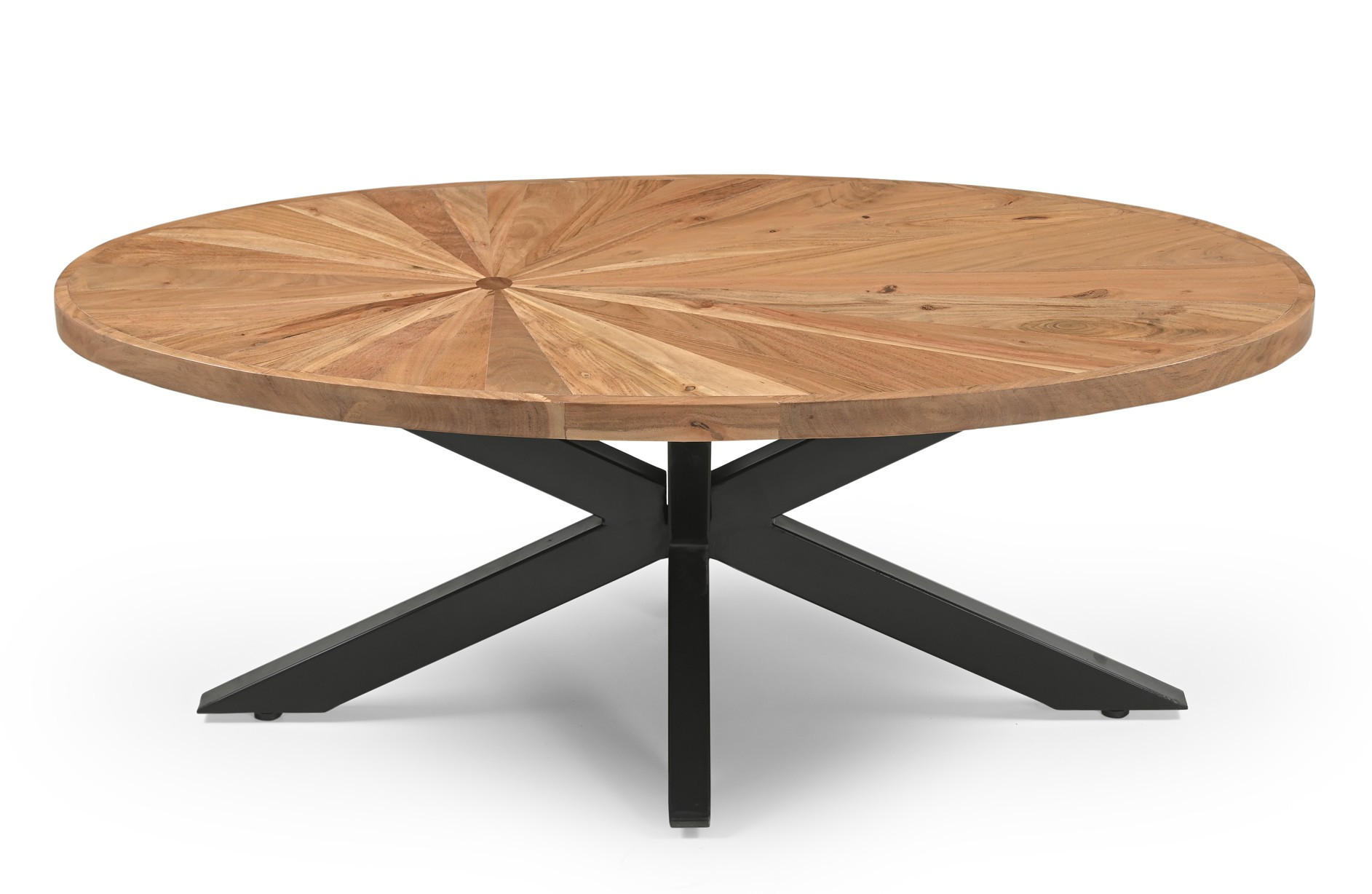 COUCHTISCH 120/60/46 cm Akazie vollmassiv oval Naturfarben  - Schwarz/Naturfarben, Design, Holz/Metall (120/60/46cm) - Livetastic