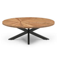 COUCHTISCH 120/60/46 cm Akazie vollmassiv oval Naturfarben  - Schwarz/Naturfarben, Design, Holz/Metall (120/60/46cm) - Livetastic
