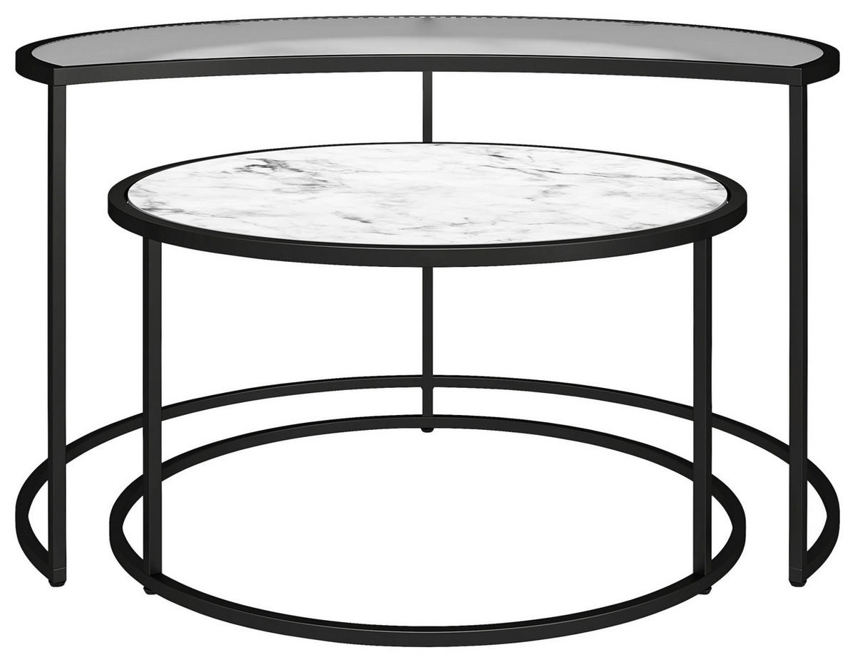 COUCHTISCHSET rund Weiß  - Schwarz/Weiß, Design, Glas/Holzwerkstoff (78/45/62cm) - MID.YOU