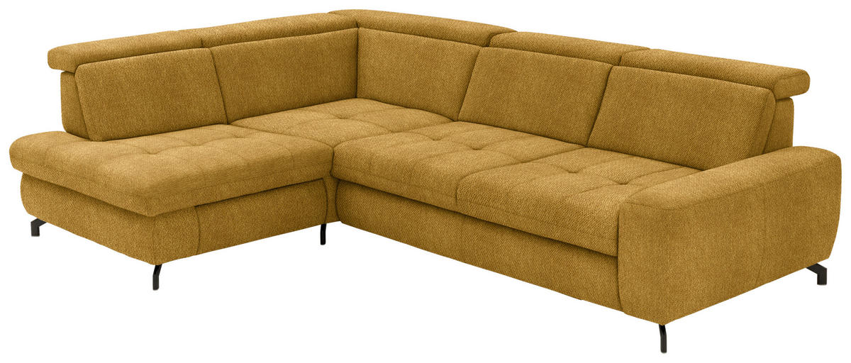 ECKSOFA in Chenille Currygelb  - Currygelb/Schwarz, Design, Textil/Metall (220/310cm) - Beldomo Style