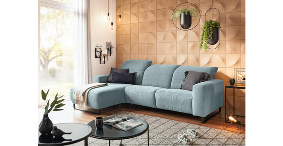 ECKSOFA  in Cord Hellblau  180/266 cm  - Schwarz/Hellblau, KONVENTIONELL, Textil/Metall (180/266cm) - Hom`in
