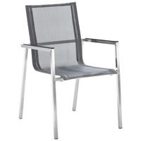 GARTENSTUHL Edelstahl Grau, Silberfarben  - Silberfarben/Schwarz, Design, Textil/Metall (56/88/65cm)