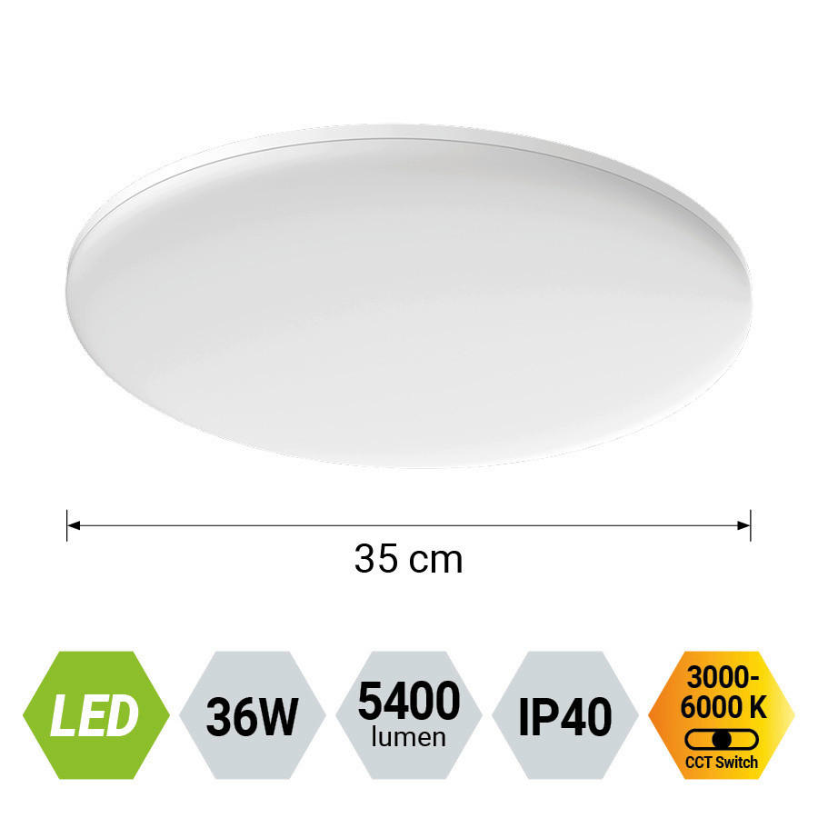 LED MENNYEZETI LÁMPA - fehér, Basics, műanyag (4.3/35/35cm)