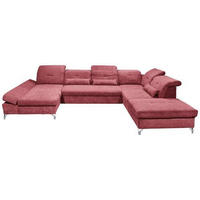 WOHNLANDSCHAFT in Mikrovelours Beere  - Beere/Silberfarben, Modern, Textil/Metall (168/350/245cm) - MID.YOU