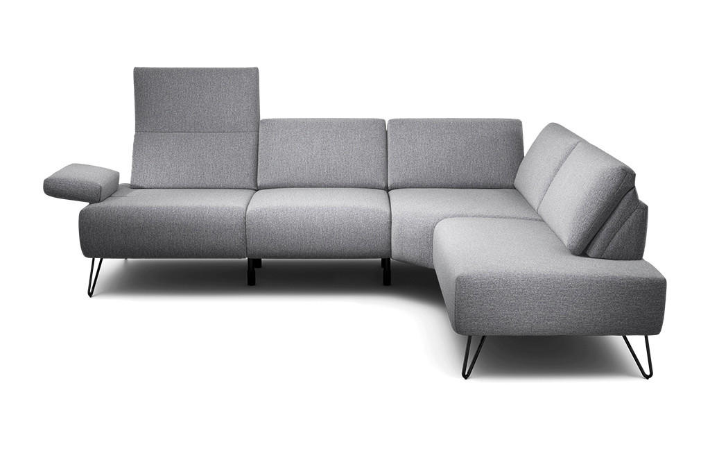 ECKSOFA Cosy Anthrazit Chenille  - Anthrazit/Schwarz, Design, Textil/Metall (248-263/193cm) - SENSOO