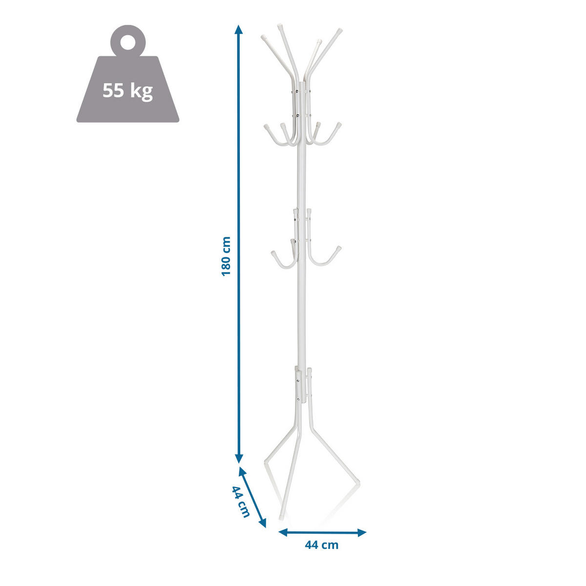 KLEIDERSTÄNDER in Weiß 44/180/44 cm   - Weiß, MODERN, Metall (44/180/44cm) - MID.YOU