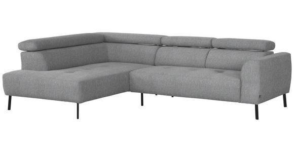 ECKSOFA in Webstoff Silberfarben 205/280 cm - Silberfarben/Schwarz, Design, Textil/Metall (205/280cm) - Xora