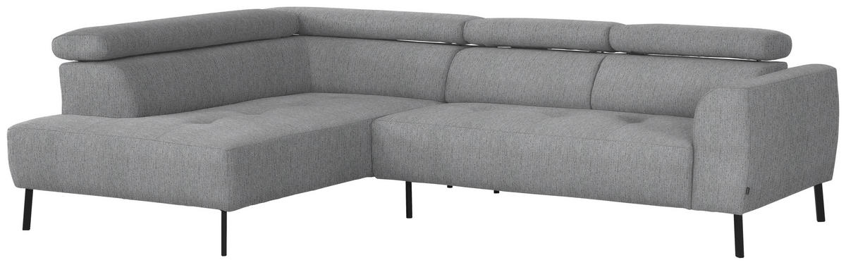ECKSOFA in Webstoff Silberfarben  205/280 cm  - Silberfarben/Schwarz, Design, Textil/Metall (205/280cm) - Xora