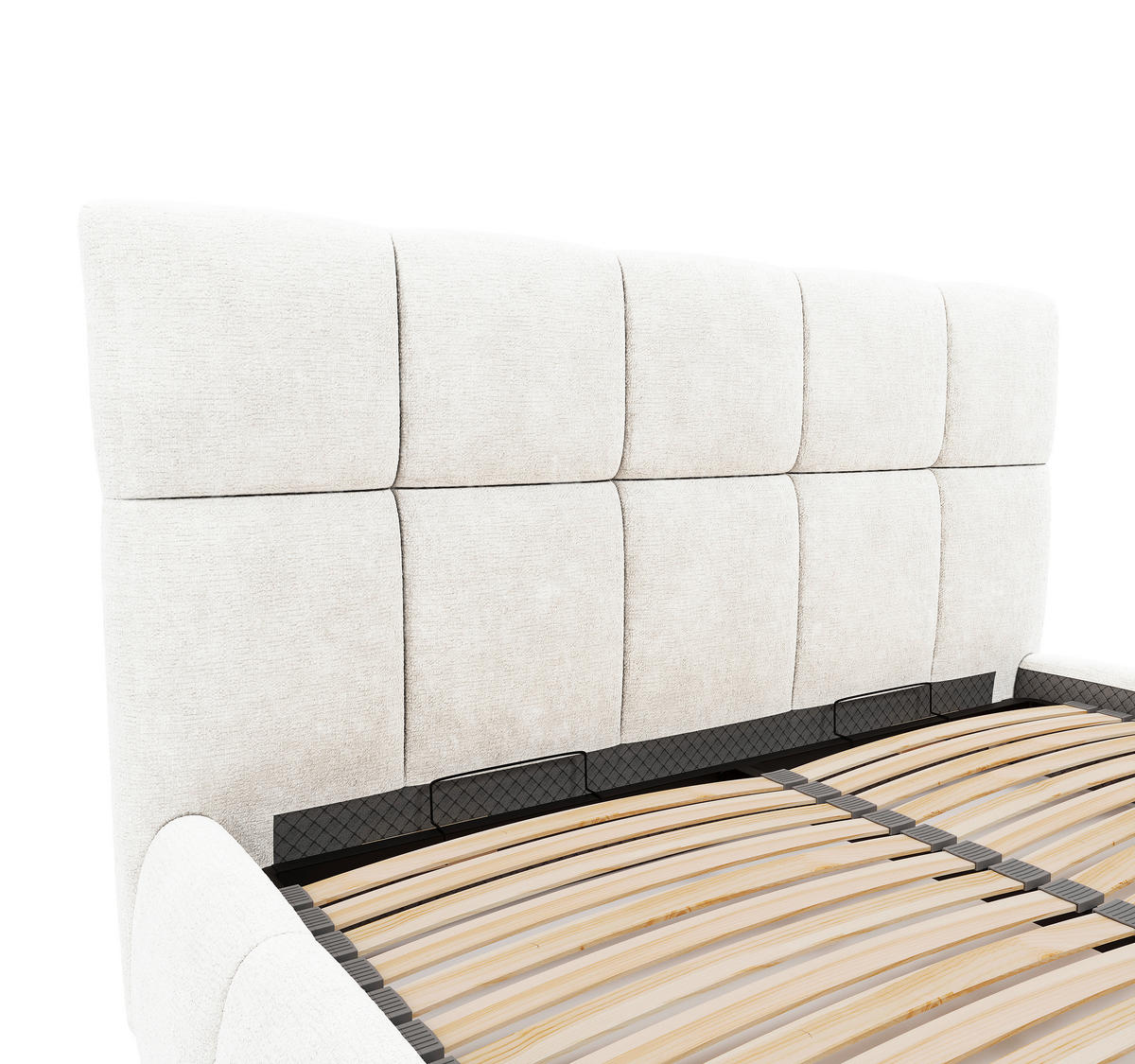 POLSTERBETT 180/200 cm,  in Naturfarben, gepolstertes Kopfteil, Lattenrost, Bettkasten,  - Schwarz/Naturfarben, MODERN, Holz/Holzwerkstoff (180/200cm) - MID.YOU