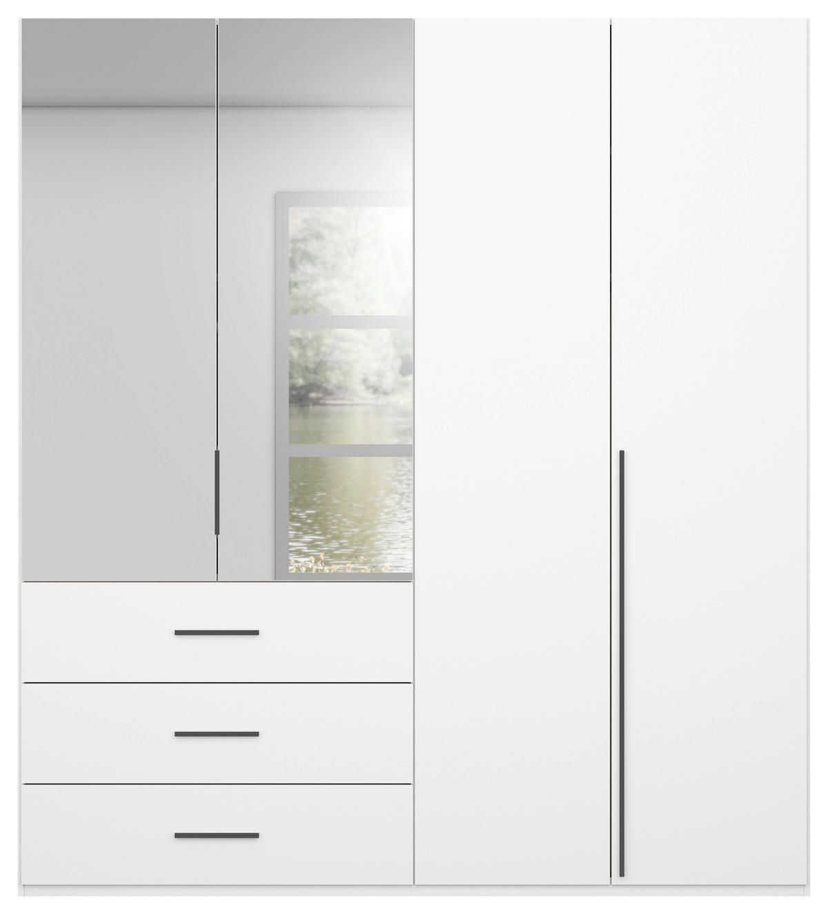 DREHTÜRENSCHRANK 201/223/60 cm,  in Weiß, 4-türig  - Graphitfarben/Weiß, Design, Glas/Holzwerkstoff (201/223/60cm) - home24